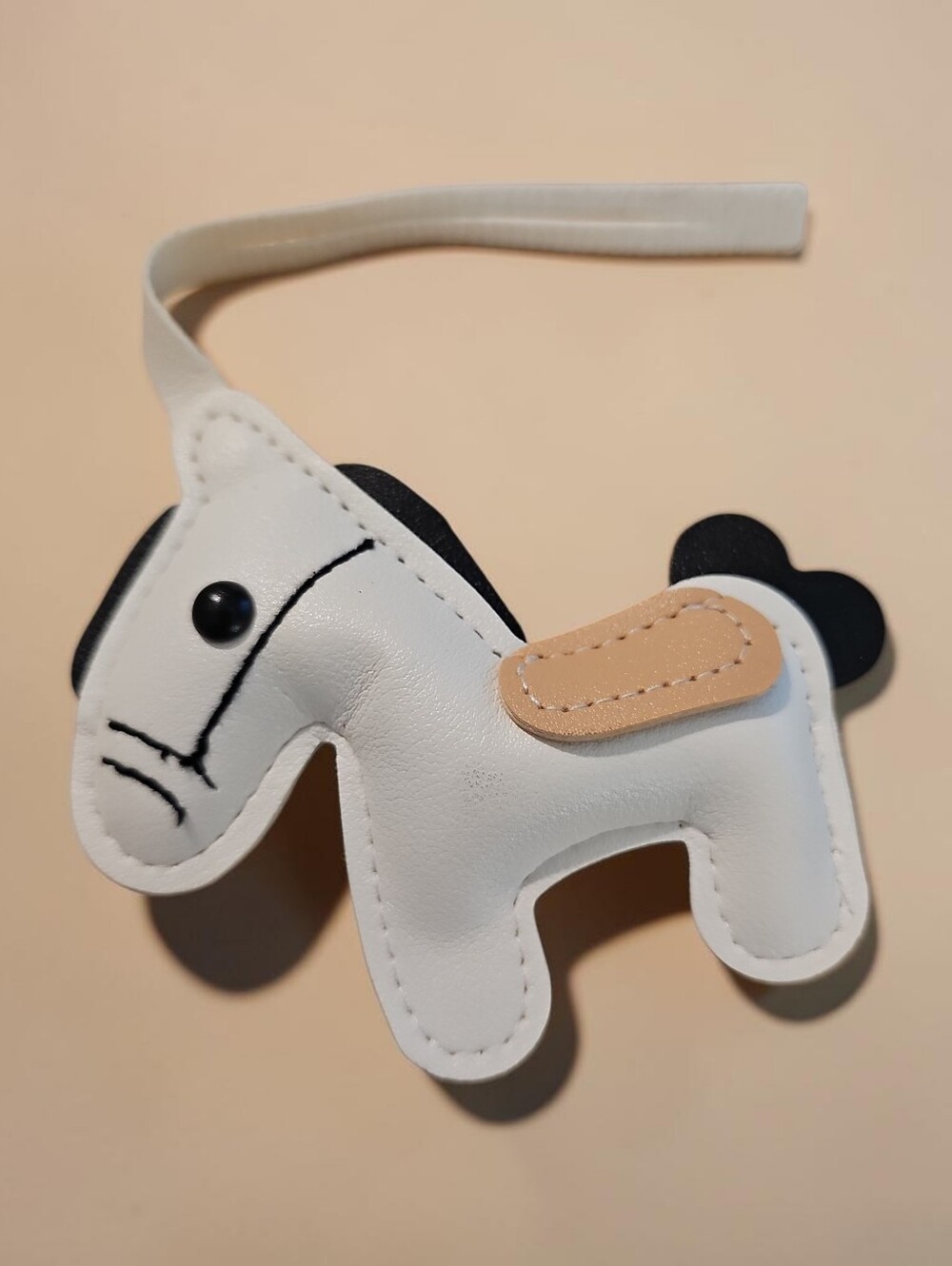 Sassified Boutique Nwt White Plush Horse Keychain with Tan Saddle